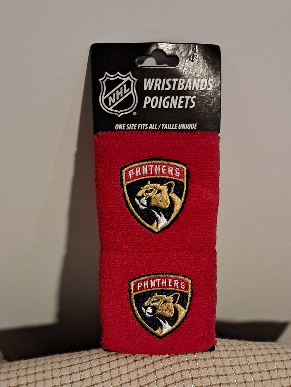 NHL Panthers Red Wristbands with Embroidered Logo